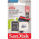 Cartao Memoria Micro Sd Card Sandisk 16gb Ultra Classe 10