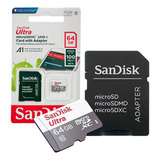 Cartão Memória Micro Sd Sandisk 64gb Classe 10 Ultra 100mb s