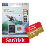 Cartão Memória Sandisk Extreme 4k Uhd Drone Com Adap Sd64gb