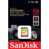 Cartao Memoria Sd 128gb Sandisk Extreme C10 U3 4k 150mb s A2 Lacrado Sony Canon Nikon Dslr Vivitar LG Hp Lenovo Ultra