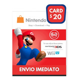 Cartão Nintendo 3ds Wii U Switch Eshop Ecash 20 Dolares Usa