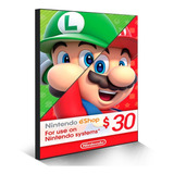 Cartão Nintendo 3ds Wii U Switch Eshop Ecash 30 Dolares Usa