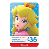 Cartão Nintendo 3ds Wii U Switch Eshop Ecash 35 Dolares Usa