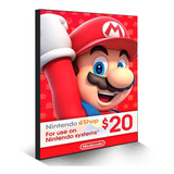 Cartão Nintendo Eshop Usa Switch 3ds Wii U Ecash 20 Dolares