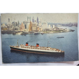 Cartão Postal Antigo 1960 navio Queen Elisabeth england Ok