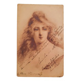 Cartão Postal Emília De Menezes Autografado Poeta 1904 1149