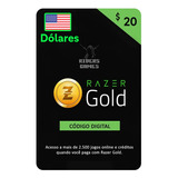 Cartão Presente Pré pago Razer Gold 20 Dólares Digital