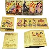 Cartas Pokémon Colecionáveis Douradas- Edição Limitada Em Folha De Ouro- Kit Com 10 Unidade-