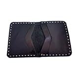 Carteira Artesanal De Couro 4 Bolsos Preta