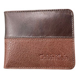 Carteira Calvin Klein Couro Porta Cartão Pespontos Recortes