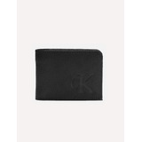 Carteira Calvin Klein Jeans Masculina Couro Ck Queima Preta