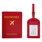 Carteira Capa Porta Passaporte Id Etiqueta Cartão De Bagagem Cor Vermelho