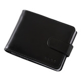 Carteira Masculina Couro Legítimo Grande Cheque Fecho 44 Cor Preto
