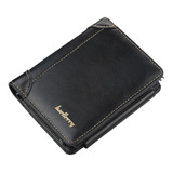 Carteira Masculina Couro Vertical 2 Zíperes Porta Níquel Cor Preto