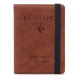 Carteira Para Passaporte Vintage Rfid Unissex Cor Marrom
