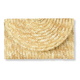 Carteira Social Feminina De Mão Chique Clutch Palha Vintage