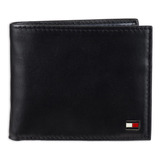 Carteira Tommy Hilfiger Slim De Couro Dobrável Preta Masculi
