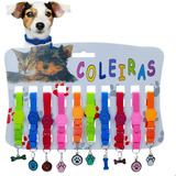 Cartela 10 Coleiras Pet Ajustável Com Pingente Gato Cachorro