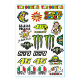 Cartela 22 Adesivos The Doctor Moto Capacete Gp
