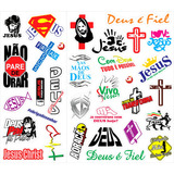 Cartela 30 Adesivos Deus É Fiel Jesus Cristo Fé Evangélico