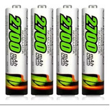 Cartela Com 4 Pilhas Carregável Potente 2700mah Carte Dura