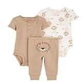 Carter S Kit 2 Bodys E 1 Calça Marrom Ou Azul Carters Original Bebê Menino Leão 6M 6 9 Meses 