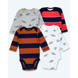 Carters Kit Body 4 Peças Bebe Menino Manga Longa Original