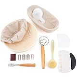 Cartman Conjunto De Cesta Para Presente Sourdough Conjunto De 25 Cm E Oval De 28 Cm Kit Inicial De Massa Fermentada Conjunto De 2 Cestas à Prova De Pão Banneton Utensílios Para Fazer Pão