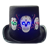 Cartola Magico Halloween Festa Caveira C luzes Cod Q19461 Cor Preto