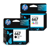 Cartucho De Tinta Hp 667 Deskjet Ink Advantage Cor Preto E Colorido Do 4 Ml 2 Unidades