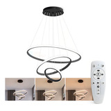 Casa Attract Luminária Lustre Pendente De Led 3 Anéis Arcos Argolas Preto Centro De Mesa Redondo Mesa De Jantar Sala Quarto Loja Luz Led 3 Tons Branco Quente Frio Neutro Dimmerizável Bivolt 110v 220v