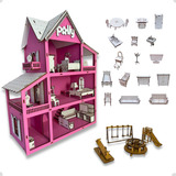 Casa Casinha De Boneca Pintado 19 Moveis Parquinhos Promoção