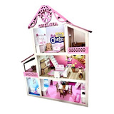Casa Casinha De Bonecas Mdf Completa Ilumin Barbie Chelsea
