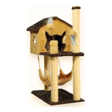 Casa Para Gatos Brinquedos Sisal Arranhador Sobrado Bege