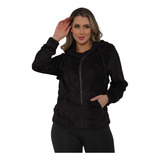 Casaco Blusas Feminina De Frio Pelinho Ziper Capuz C Pompom