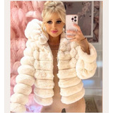 Casaco Capuz Pelo Tedy Zíper Puffer Peludo Jaqueta Feminino