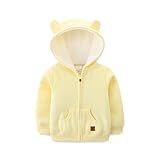 Casaco Com Capuz Para Bebê Sherpa Forrado Com Zíper Leve Casaco De Urso Sólido Outono Inverno 3-24 M- Amarelo- 18-24 Meses