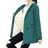 Casaco De Inverno Feminino Com Capuz Forrado Com Zíper E Mol