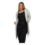 Casaco Fem Cardigan Acinturado Liso Casual Kimono Viscolycra