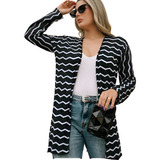 Casaco Feminino Cardigan Tricô Zig Zag