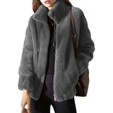 Casaco Feminino De Pelúcia Peludo Frio Inverno