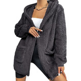 Casaco Feminino Inverno Teddy Longo Com