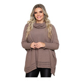 Casaco Feminino Poncho Tricot Bohõ Gola