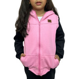 Casaco Infantil Em Moletom Para Bebê Menina Com Capuz Pink