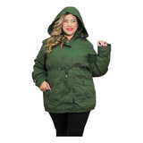 Casaco Jaqueta Parka Plus Size Feminina Com Capuz Removível