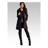 Casaco Sobretudo Feminino Detalhes Botoes Frio Inverno