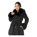 Casaco Sobretudo Feminino Forrado Pelucia E Gola Peluciada