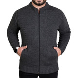 Casaco Suéter Masculino Lã Com Zíper Trico Blusas De Frio