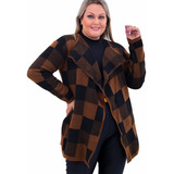Casaco Tricô Blusa Suéter Inverno Quentinho Feminino Xadrez