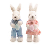 Casal Coelhinhos Brancos Azul E Rosa Páscoa
